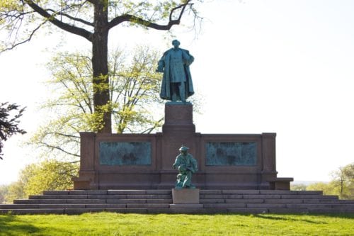 Statue at Colt Park near Capewell Lofts in historic downtown Hartford, CT